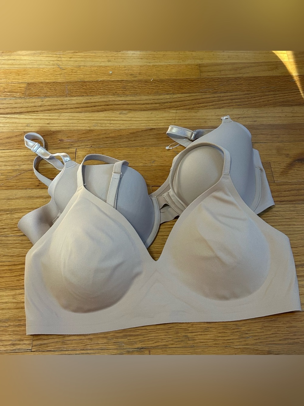Auden Seamless Wireless Bras in Light Beige Set of 2